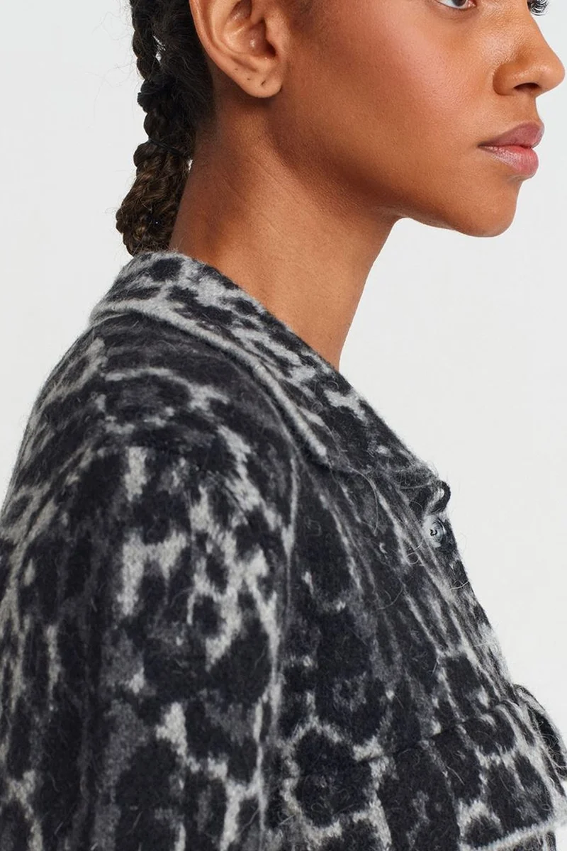Dilvin Multicolor DILVIN Leopard Jacquard Button Cardigan for Women | Best Price UAE