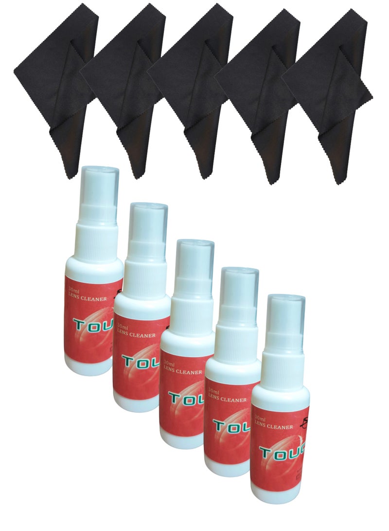 تاتش 5 قطع من منظف عدسات النظارات أو أي منظف للأسطح الزجاجية بالإضافة إلى 5 مناديل أو قطع قماش تنظيف - Image 1
