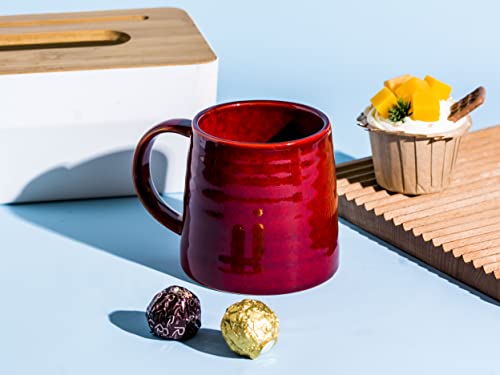 HYTYSKAR Large Ceramic Coffee Mugs, Handmade Pottery Mug, Tea Cups with Handle for Office and Home, 16 oz, Dishwasher and Microwave Safe (Red) - Image 4