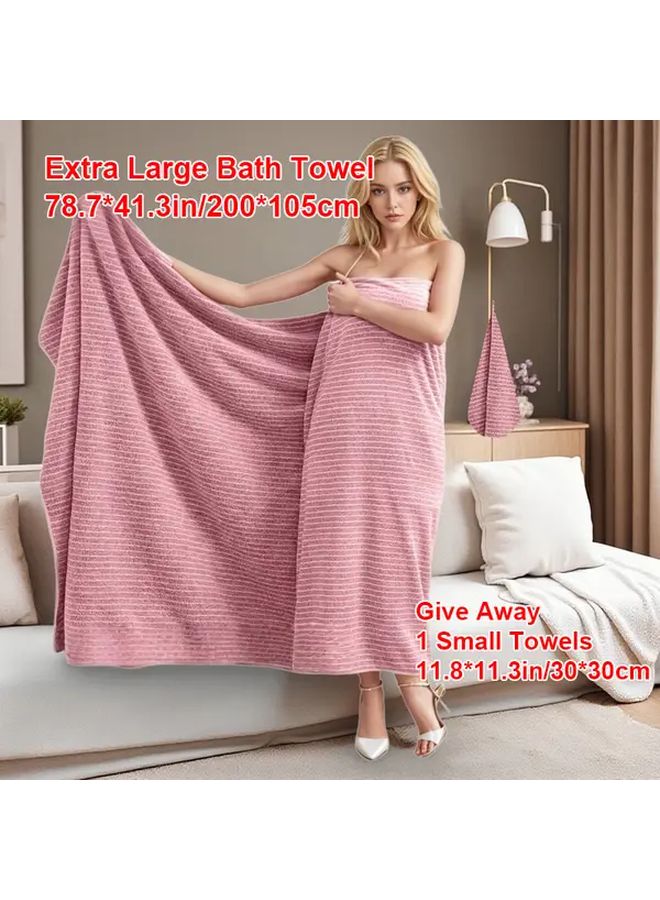 Coffee Color Striped Bath Towel Set Super Absorbent Quick Dry Non Shedding - Image 4