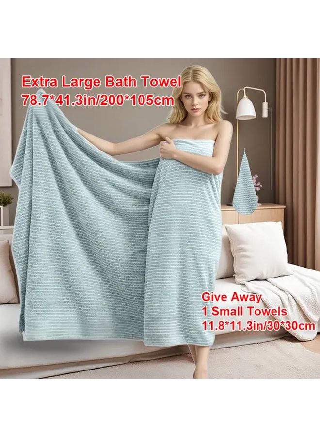 Coffee Color Striped Bath Towel Set Super Absorbent Quick Dry Non Shedding - Image 3