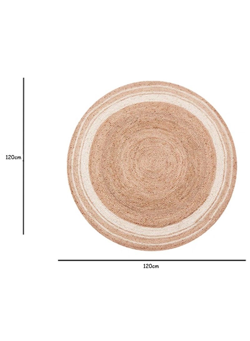 FFD Jute Rug With White Line Jute Round Area Rug Handmade Rug 120cm - Image 5