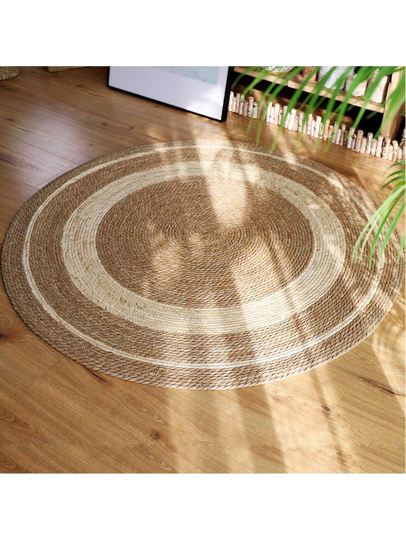 FFD Jute Rug With White Line Jute Round Area Rug Handmade Rug 120cm - Image 3