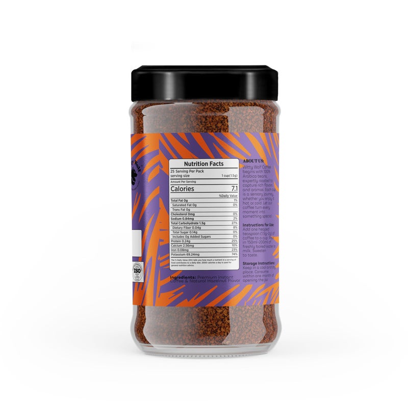 Witty Wolf Premium Hazelnut Flavour Instant Coffee (50 Gm) | Instant Flavored Coffee Powder | Hot And Cold Coffee | Cappuccino, Latte & Espresso - Image 2