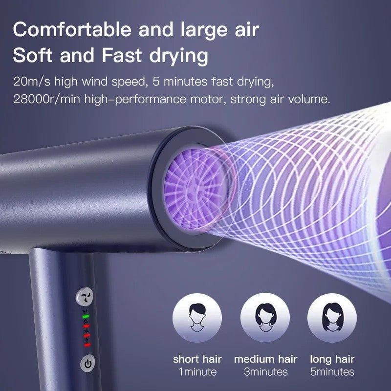 Bluejw Ionic Hair Dryer with Hot & Cool Air, Removable Nozzle & Diffuser, Low Noise Blow Dryer for Hair Care - Image 4