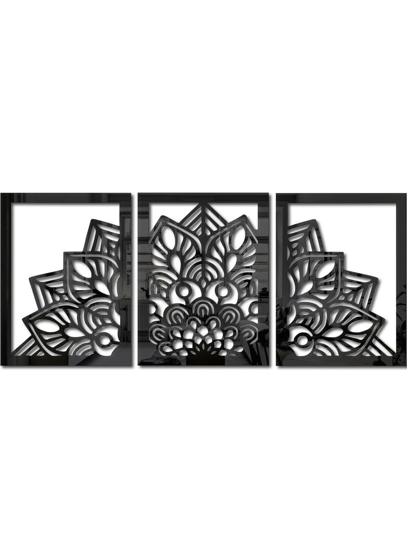 Bikri Kendra Bikri Kendra Mandala Art Mirror Stickers for Wall Acrylic Mirror Wall Mirror 3D Stickers Wall Stickers for Room Hall Home and Office Black  - Image 1