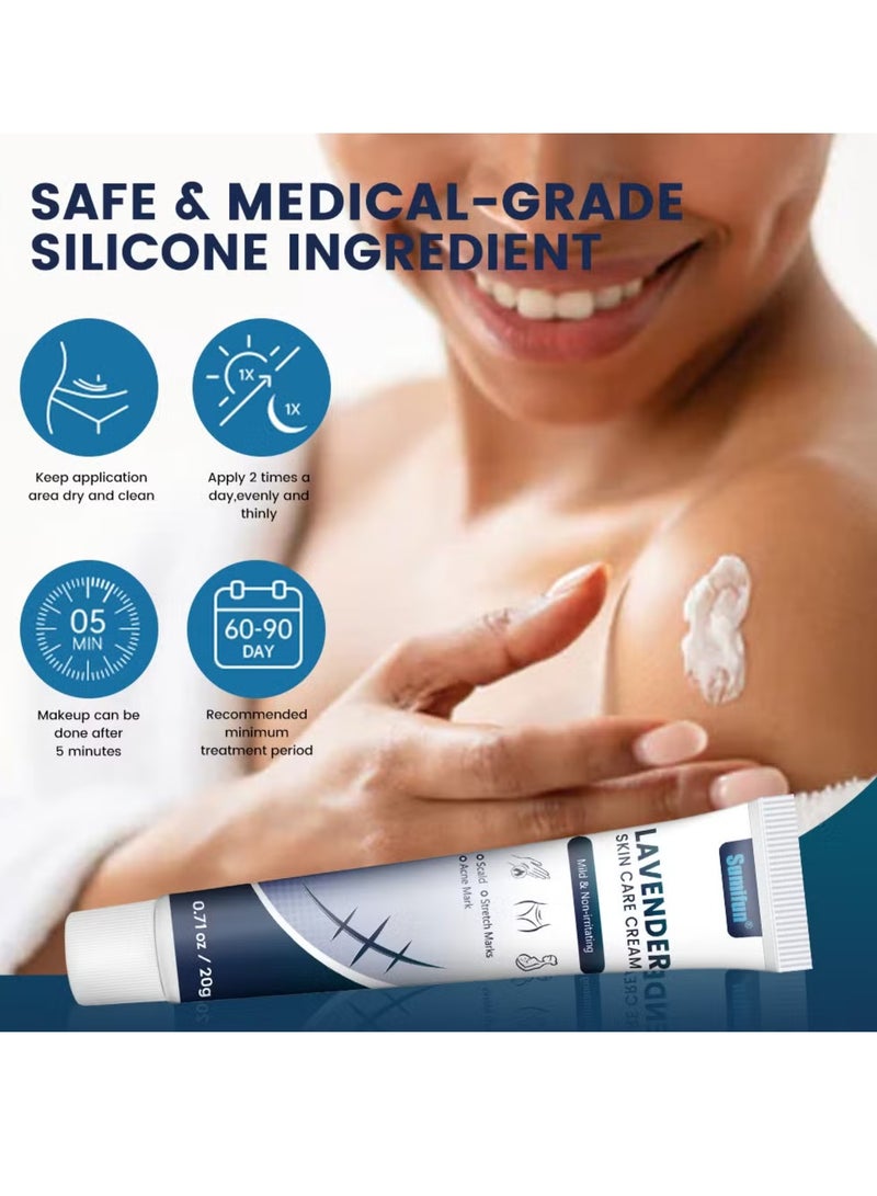 Sumifun كريم العناية بالبشرة باللافندر - كريم إصلاح الندبات للحروق والندبات الناتجة عن التمدد وندبات حب الشباب والندبات القديمة - مهدئ مع infusion اللافندر لاستعادة البشرة - كريم إزالة الندبات وندبات التمدد 20 جرام - Image 4