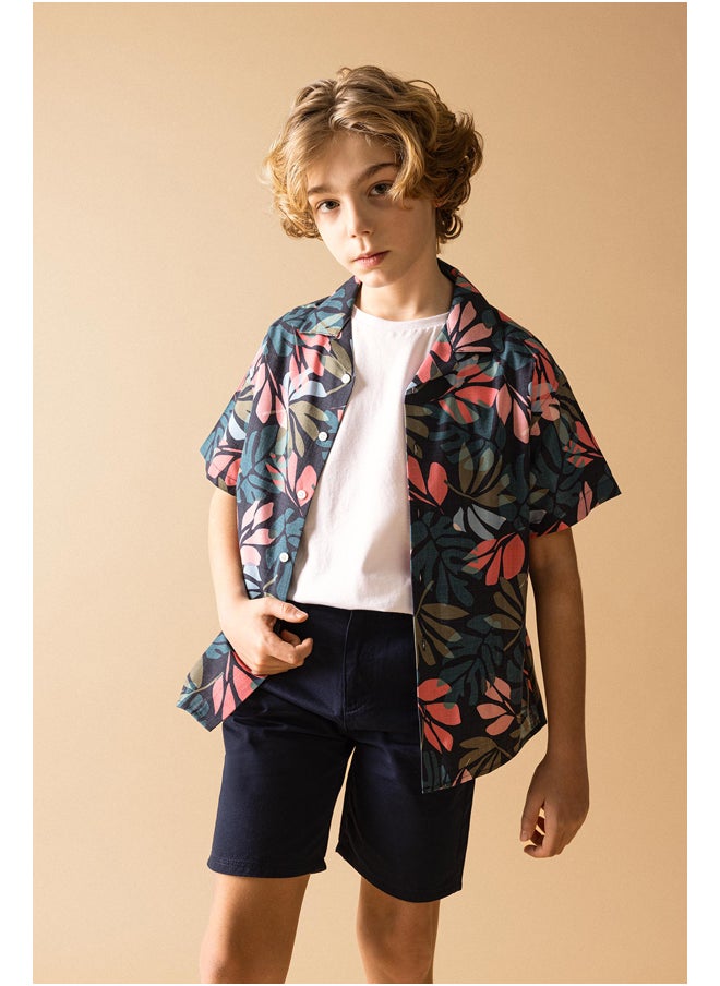 DeFacto - Boy Oversize Fit Resort Neck Woven Short Sleeve Shirt - Image 1