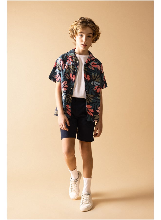 DeFacto - Boy Oversize Fit Resort Neck Woven Short Sleeve Shirt - Image 1