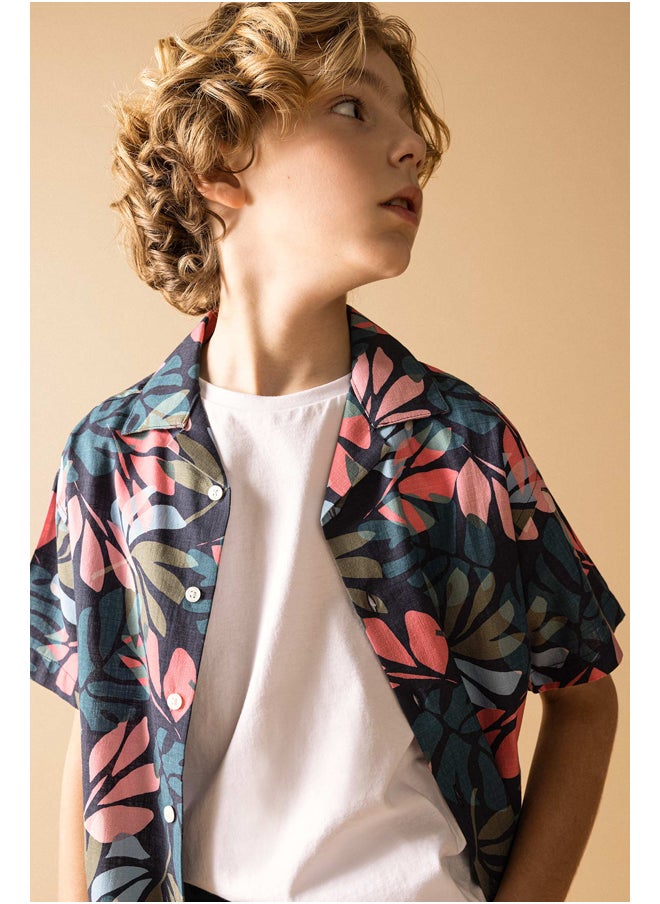 DeFacto - Boy Oversize Fit Resort Neck Woven Short Sleeve Shirt - Image 1
