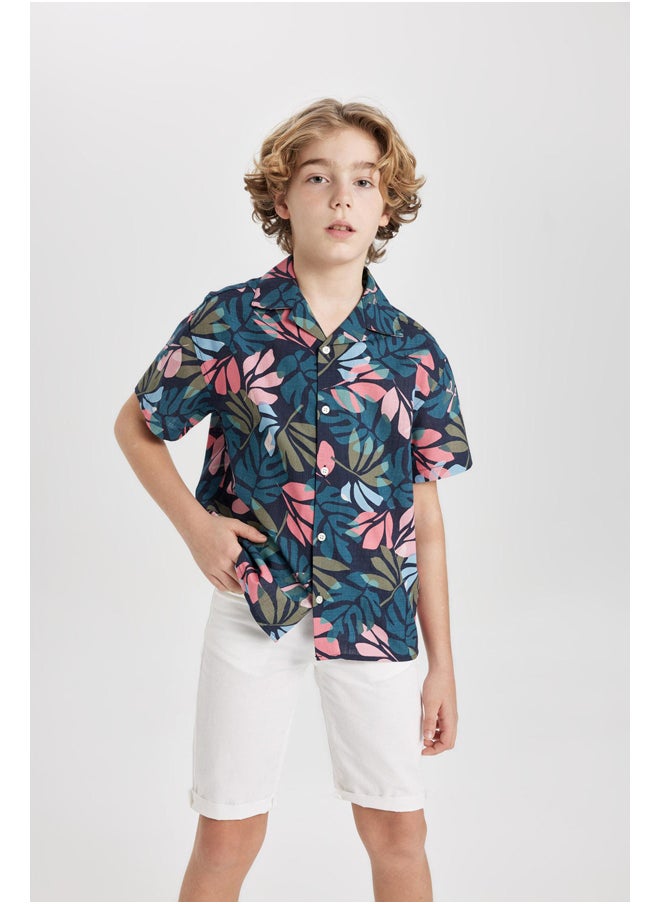 DeFacto - Boy Oversize Fit Resort Neck Woven Short Sleeve Shirt - Image 1