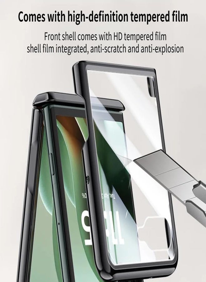 general Magnetic Case for Motorola Razr 60 Ultra Built in HD Screen Protector Support Wireless Charging 360° Rotating Stand Electroplated Transparent Clear Case - Image 3
