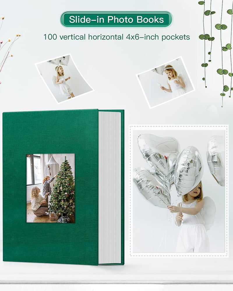 Popotop Photo Album 4x6-100 Photos Photo Books with 100 Vertical Pockets Linen Cover Albums for Family Wedding Anniversary Baby Vacation Pictures - Image 2