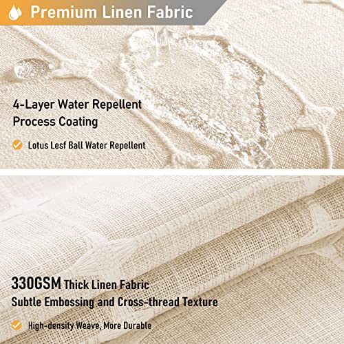 BTTN Boho Farmhouse Shower Curtain Set with Tassel - Linen Rustic Heavy Duty Fabric, Water Repellent, Modern Bohemian French Country Thick Bathroom Shower Curtains - Cream/Beige, 72x72 - Image 4