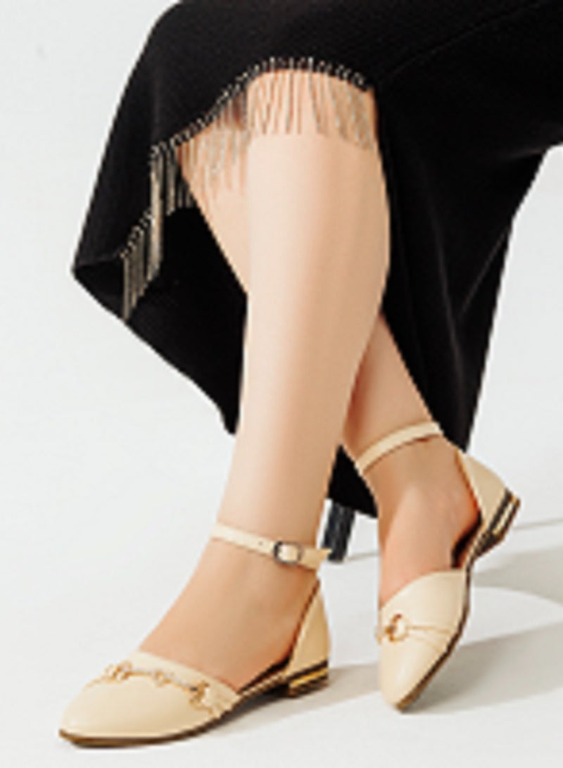 باليرينا فلات جلد بإبزيم SF-33 - بيج