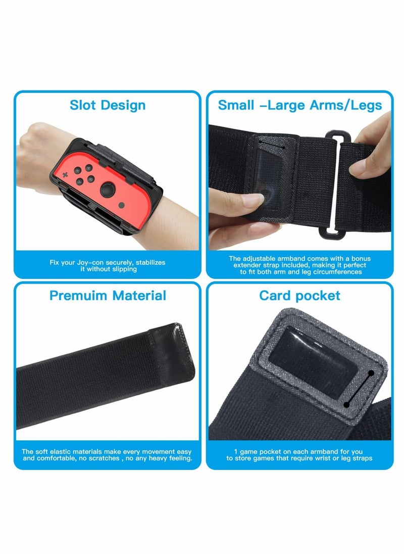 Captaintech Wristband and Sports Leg Strap for Switch Just Dance 2022, 2 in 1 Joypad Wristband Fitness Ring Leg Straps Suitable for Nintendo Switch and for Switch OLED（2 Pack）  - Image 2