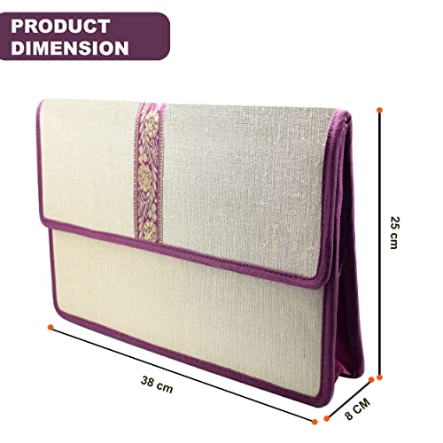 Shuban Eco-Friendly Jute Bag File Folders for Certificates and Important Documents Folder, Conference Folder, Document Organizer,Foolscap Size,(Style -1) - Image 2