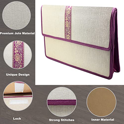 Shuban Eco-Friendly Jute Bag File Folders for Certificates and Important Documents Folder, Conference Folder, Document Organizer,Foolscap Size,(Style -1) - Image 3