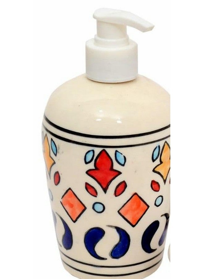 Skywalk Hand Painted Ceramic Bathroom Set of 3 Pieces - Liquid Soap Dispenser, Soap Dish and Brush Holder for Bathroom Décor and Home Gift Set - Image 2