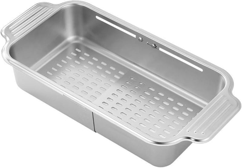 KRESHU 17.5Inch Supply Over Sink Kitchen Expandable Strainer | Stainless Steel Retractable Sink Draining Basket Wash Vegetables & Fruits | Drain Pasta & Dry Dishes Evenly Spaced Holes (Pack of 1) - Image 1