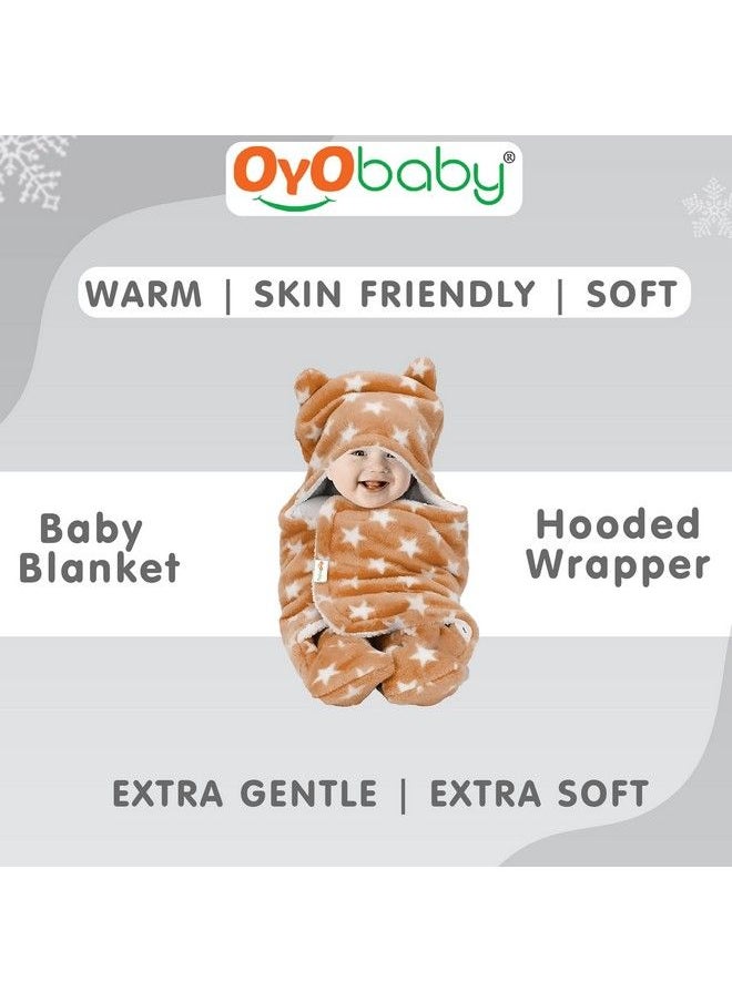 OYO BABY 3In1 Hooded Baby Blanket Wrapperpack Of 2 (Star Beige And Grey) Towel For Baby Boy And Girl ; All Season Soft Swaddle ; 06 Months ; Nursing Baby Gifts ; Infant Sleeping Bag ; Bath Robe  - Image 4