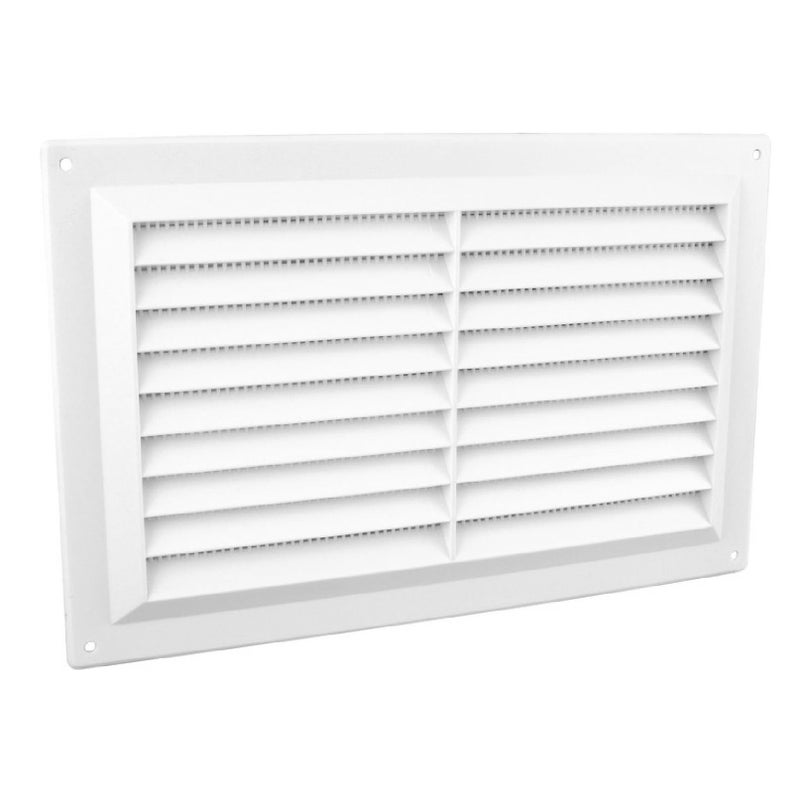 Generic SmartHome 9" x 6" White Plastic Louvre Air Vent Grille With Flyscreen Cover  - Image 1