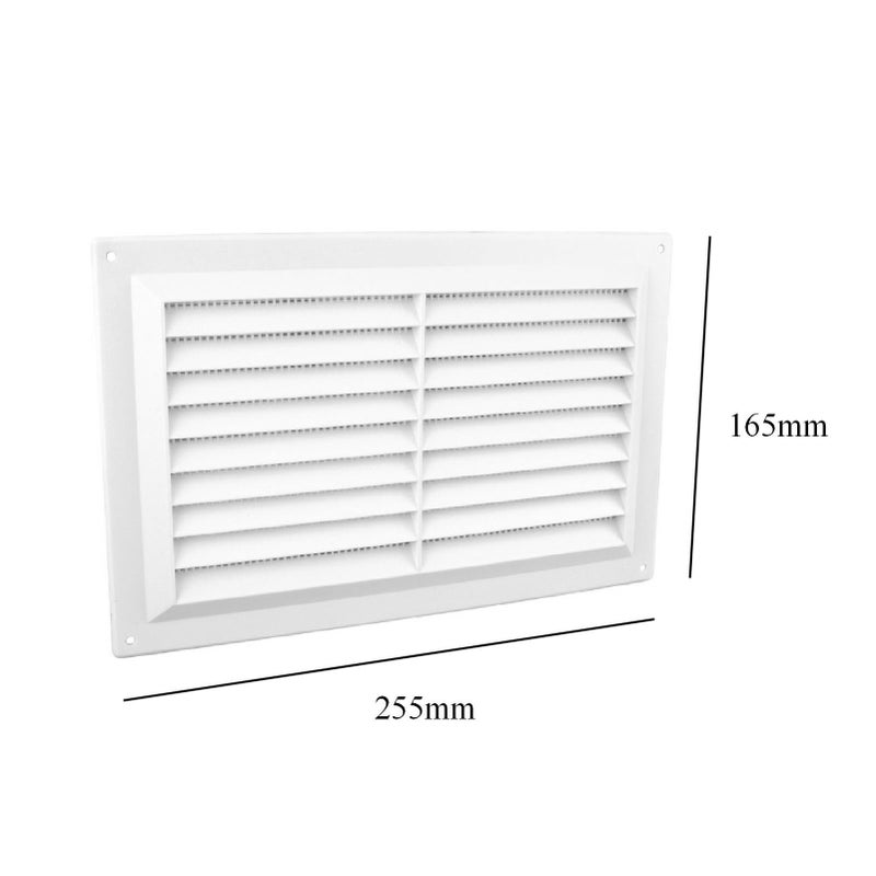 Generic SmartHome 9" x 6" White Plastic Louvre Air Vent Grille With Flyscreen Cover  - Image 2