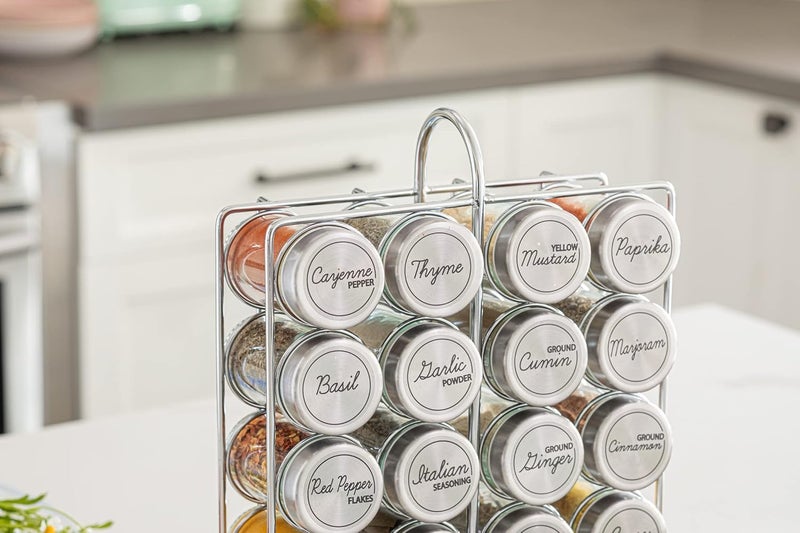 Orii 20 Jar Spice Rack Stainless Steel with Spices Included - Standing Rack Shelf Holder & Countertop Spice Rack Tower Organizer for Kitchen Spices with Spice Refills for 5 Years - Image 5
