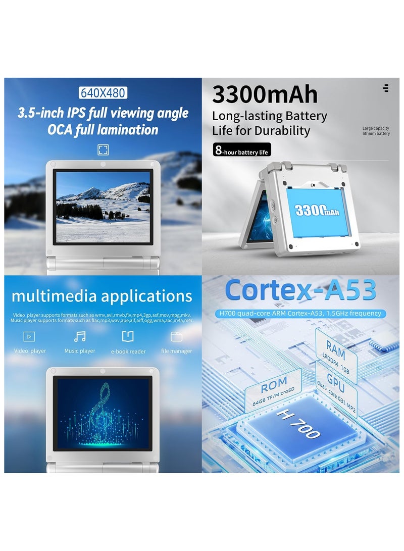 ANBERNIC  RG35XXSP Handheld Game Console  with 64G TF Card Preloaded Games 5532 Portable Gaming Console with 3.5 inch Screen 3300mAh Battery 5G WiFi Bluetooth HD Silver - Image 3