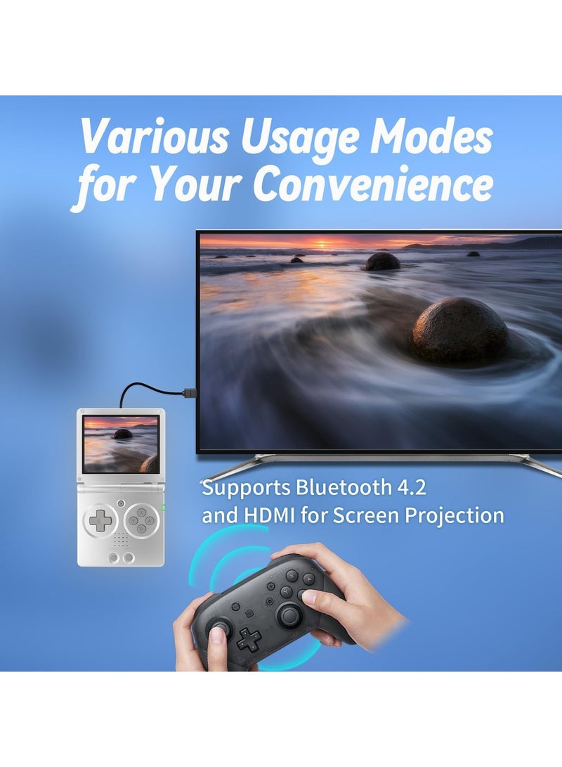 ANBERNIC  RG35XXSP Handheld Game Console  with 64G TF Card Preloaded Games 5532 Portable Gaming Console with 3.5 inch Screen 3300mAh Battery 5G WiFi Bluetooth HD Silver - Image 5