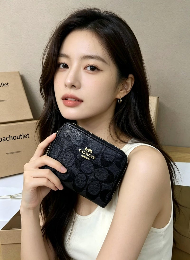 coachoutlet Coach Signature C Zippered Wallet, Dark Grey - Image 2