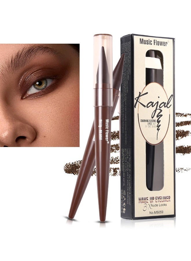 ميوزك فلاور قلم كحل للعيون بحواجب ساحرة، قلم كحل مقاوم للماء يدوم طويلاً ومقاوم للتلطخ، قلم كحل بملمس ناعم يدوم لفترة طويلة # بني - Image 1