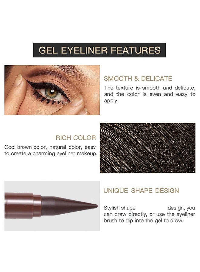 ميوزك فلاور قلم كحل للعيون بحواجب ساحرة، قلم كحل مقاوم للماء يدوم طويلاً ومقاوم للتلطخ، قلم كحل بملمس ناعم يدوم لفترة طويلة # بني - Image 3