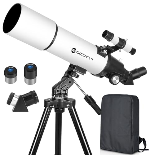 EACONN Telescopes for Adults Astronomy, 80mm Aperture 600mm Refractor Telescope for Kids & Beginners, Compact and Portable Travel Telescopio with Backpack - Image 1