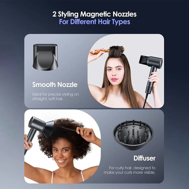 بوبكال مجفف شعر Bopcal Electric Hair Dryer 120000RPM Brushless Negative Ions Blow 1500W Super Powerful Wind Lownoise Profession Salon HairDryer - Image 4