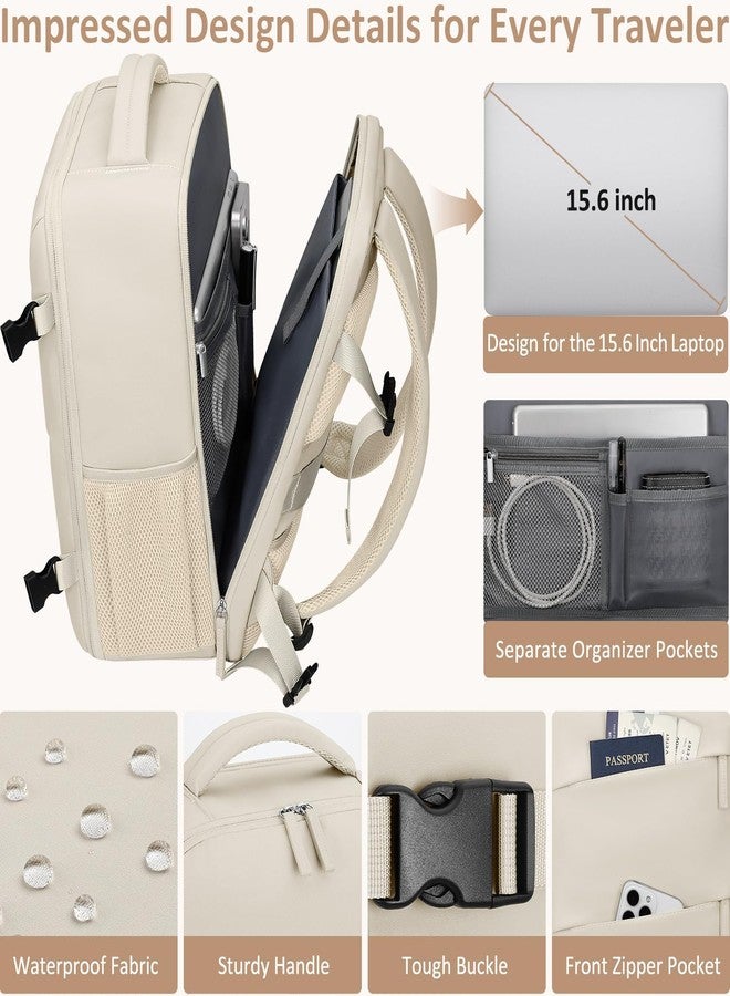 Tenot Travel Carry on Backpack, Laptop Backpack Flight Approved Personal Item Backpack, Beige, Large-15.6 Inch, Travel Backpacks - Image 4