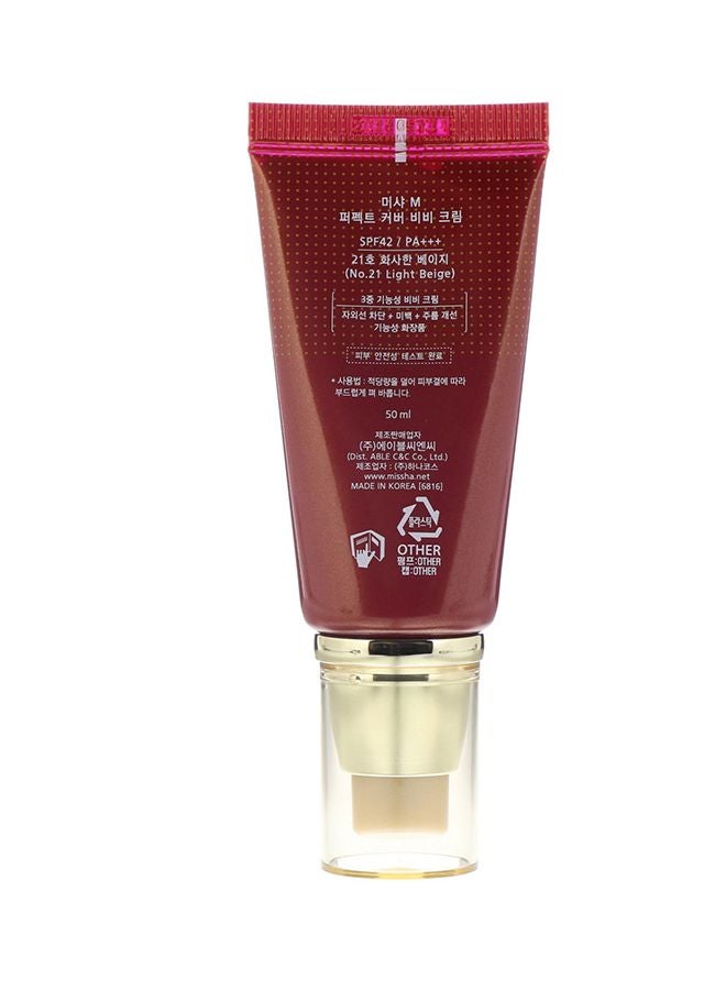 Missha M Perfect Cover BB Cream With SPF 42 PA+++ No. 21 Light Beige - Image 2