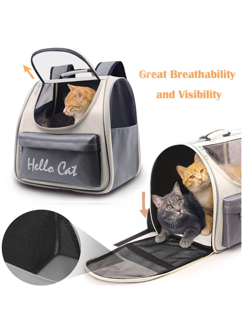 MileMelo - Cat Backpack for Carrying Cats, Ventilated Mesh Travel Bag for Small Dog and Pet,Pet Carrier Backpack for Hiking Walking Hiking Camping Outdoor Use (Grey) - Image 1