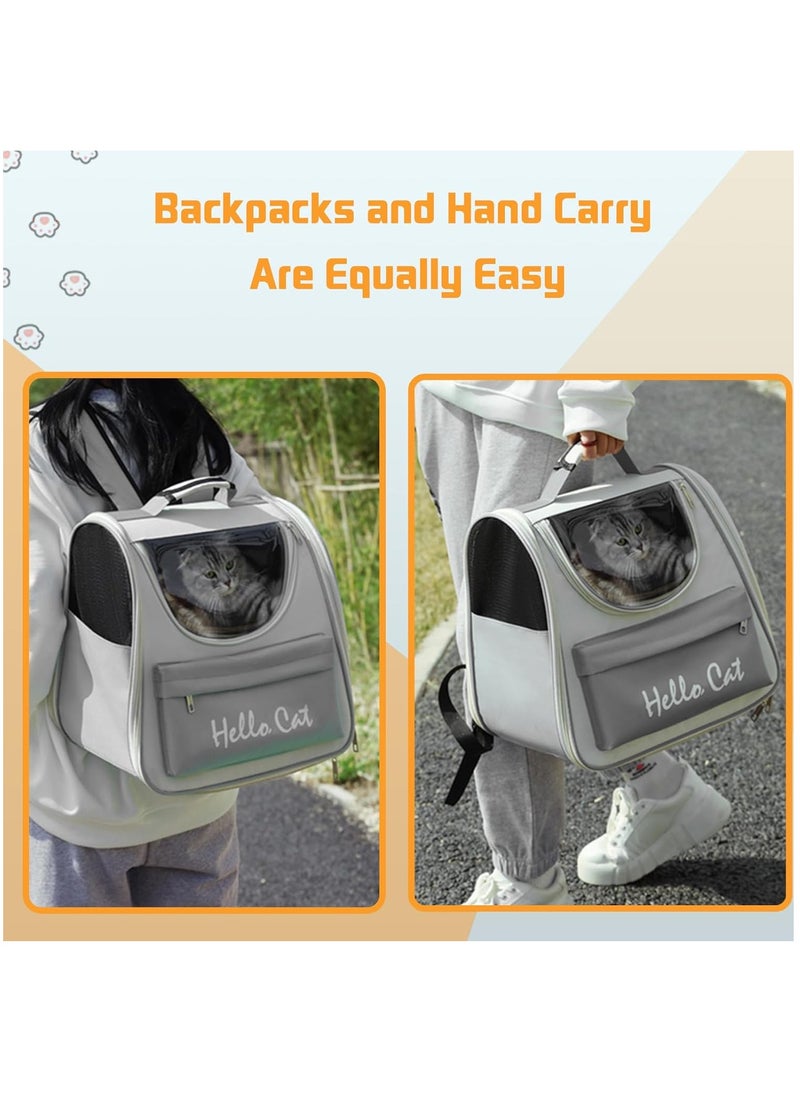 MileMelo - Cat Backpack for Carrying Cats, Ventilated Mesh Travel Bag for Small Dog and Pet,Pet Carrier Backpack for Hiking Walking Hiking Camping Outdoor Use (Grey) - Image 1
