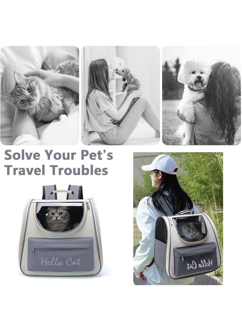 MileMelo - Cat Backpack for Carrying Cats, Ventilated Mesh Travel Bag for Small Dog and Pet,Pet Carrier Backpack for Hiking Walking Hiking Camping Outdoor Use (Grey) - Image 1