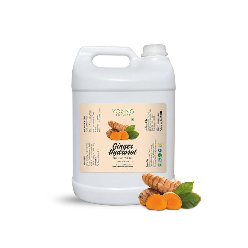 Young Chemist Pure And Natural Ginger Hydrosol Steam Distilled Dried roots of Zingiber officinale Purified Floral water Facial Aromatic Mist Soothing And Revitalizing Facial Toner In 5 Litre - Image 1