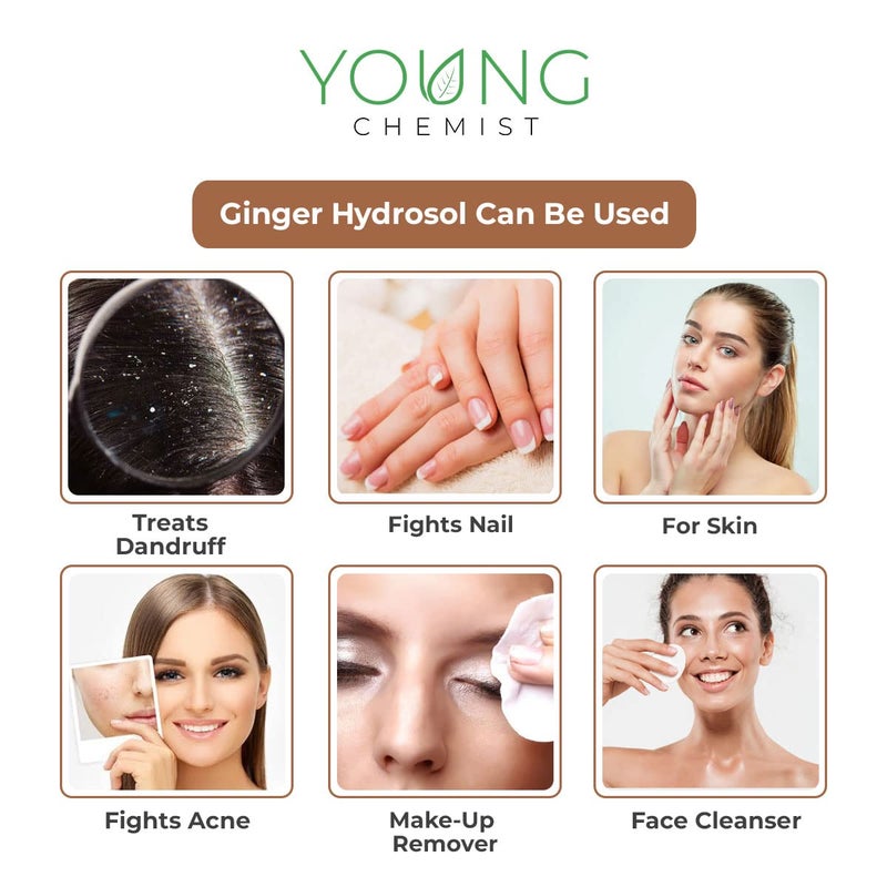 Young Chemist Pure And Natural Ginger Hydrosol Steam Distilled Dried roots of Zingiber officinale Purified Floral water Facial Aromatic Mist Soothing And Revitalizing Facial Toner In 5 Litre - Image 4