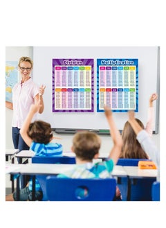 Y&D Extra Large Educational Math Posters, Multiplication Division Addition Subtraction Table Chart Posters for Kids, Elementary School, 17 x 22 Inch Mixed Style,2 Pieces  - Image 3
