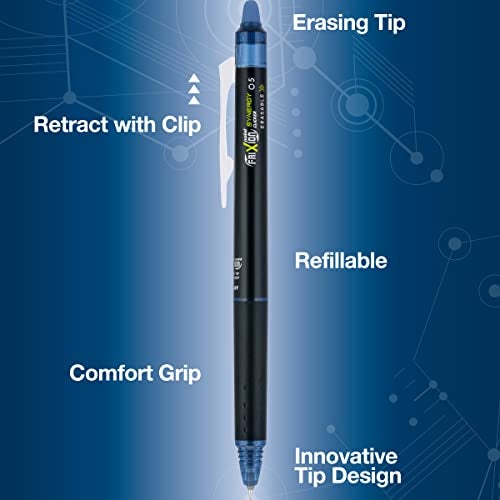 PILOT Frixion Point Synergy Clicker Retractable & Erasable Gel Ink Pens, 0.5mm Extra Fine Point, Assorted Colors, 3-pack - Image 2