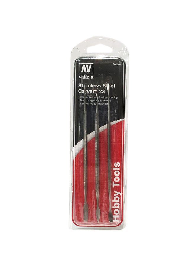 NIBEMINENT 3-Piece Stainless Steel Carvers Set Silver 7cm 