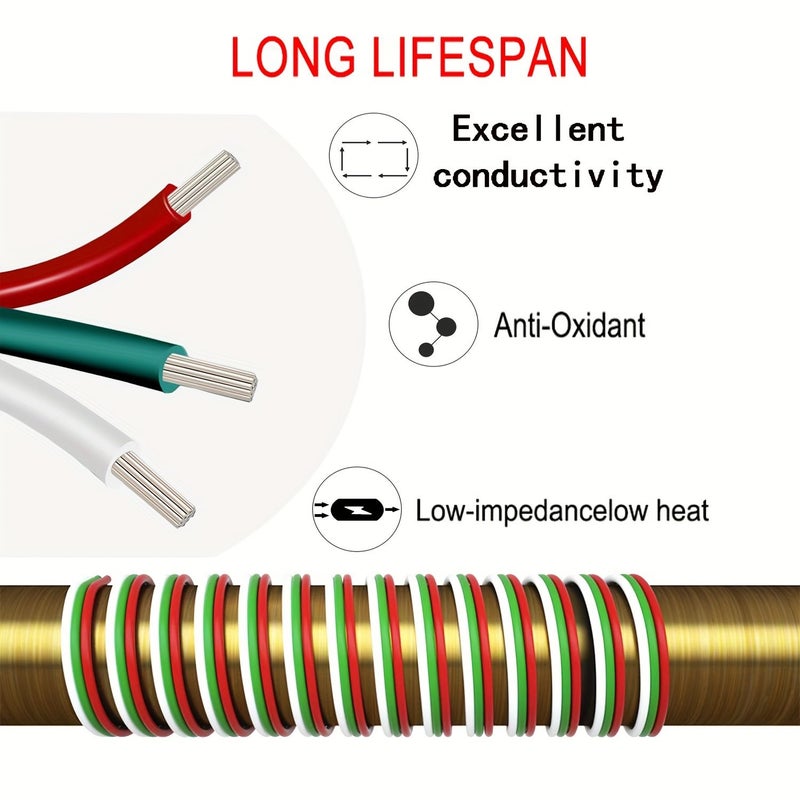 سلك شريط LED RGB 18 AWG 3 دبابيس 15.3 متر 50 قدم كابل تمديد نحاسي مطلي بالقصدير - Image 4