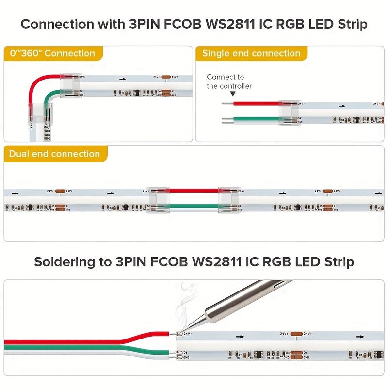 سلك شريط LED RGB 18 AWG 3 دبابيس 15.3 متر 50 قدم كابل تمديد نحاسي مطلي بالقصدير - Image 5