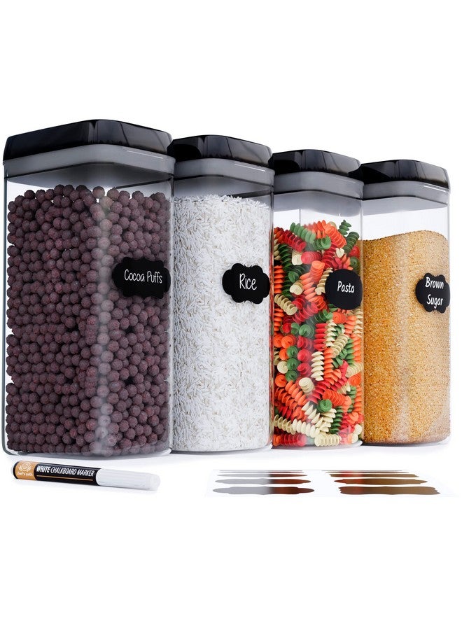 Chef's Path Airtight Food Storage Boxes with Labels - Kitchen Storage - Flour, Cereal, Pasta - Plastic Storage Boxes with Lids (4pcs-3.2L) - Image 1