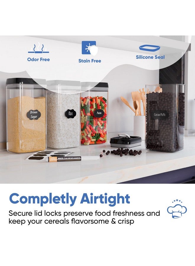 Chef's Path Airtight Food Storage Boxes with Labels - Kitchen Storage - Flour, Cereal, Pasta - Plastic Storage Boxes with Lids (4pcs-3.2L) - Image 3