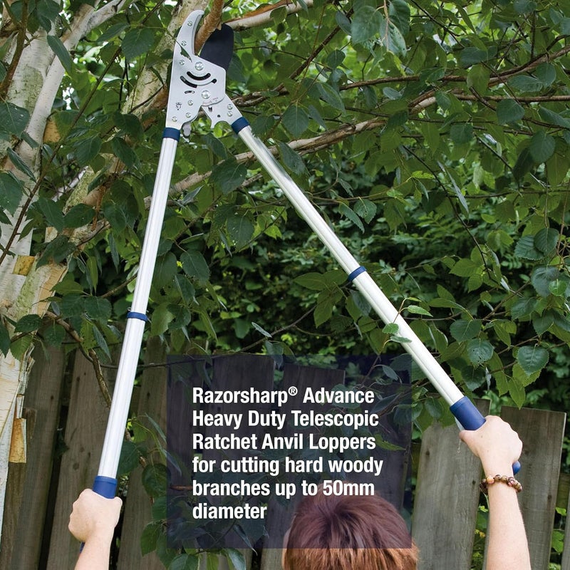Spear  Jackson 8290RS Razorsharp Heavy Duty Telescopic Ratchet Anvil Loppers, Multicoloured - Image 3